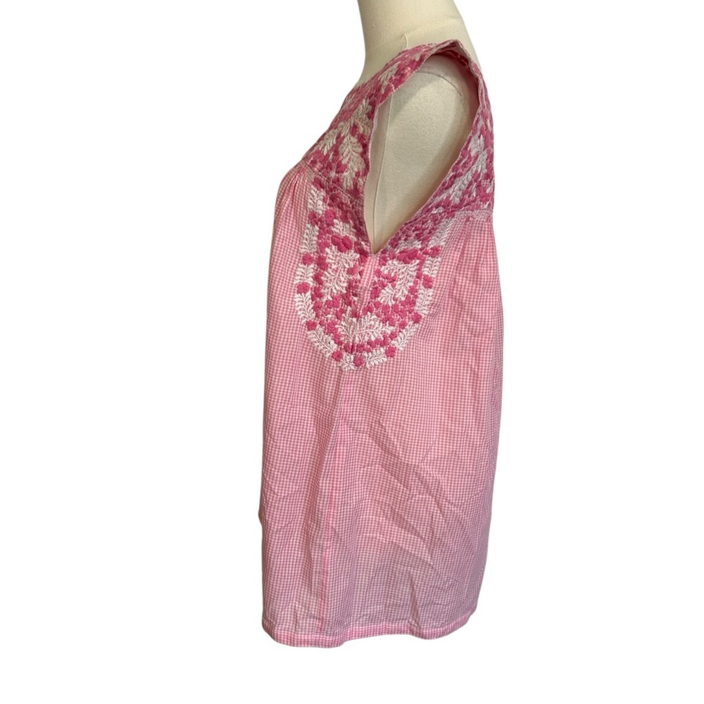 Mi Golondrina Embroidered Pink Top Women’s Small Floral Sleeveless Blouse - Picture 3 of 10